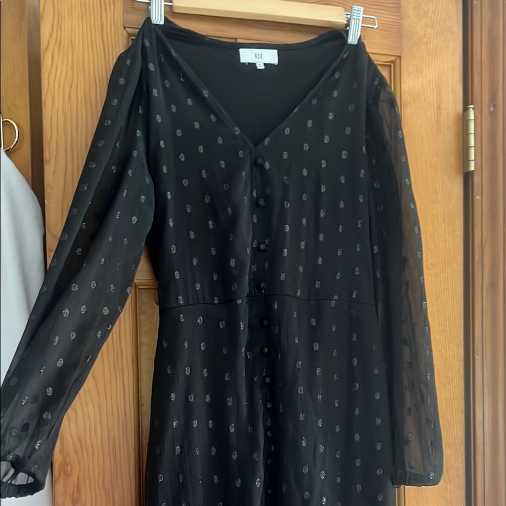 NSR Black V-Neck Bishop Sleeve Sundress